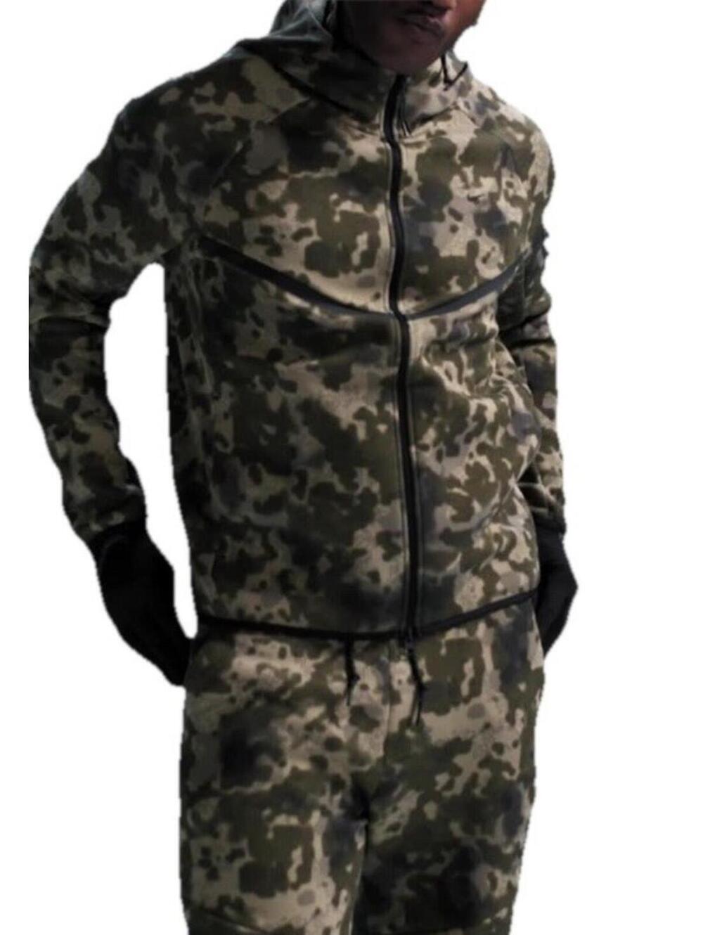 $280 Nike Sportswear Club Fleece Cargo Pants &Hoodie Men’s S Green Camo II1324 - Picture 2 of 16